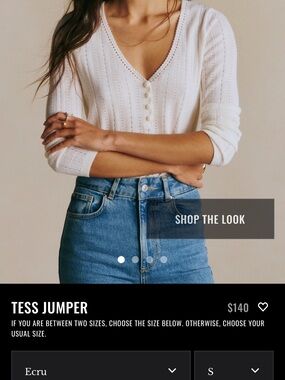 Sezane Ecru Tess Jumper V‑Neck Knit Top